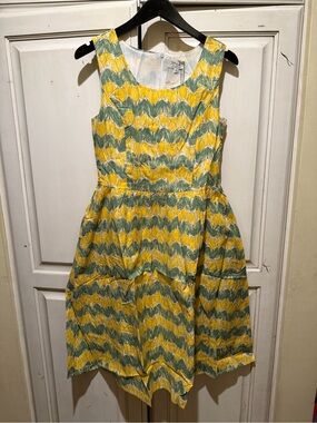 Sleeveless Yellow & Green Floral Midi Dress